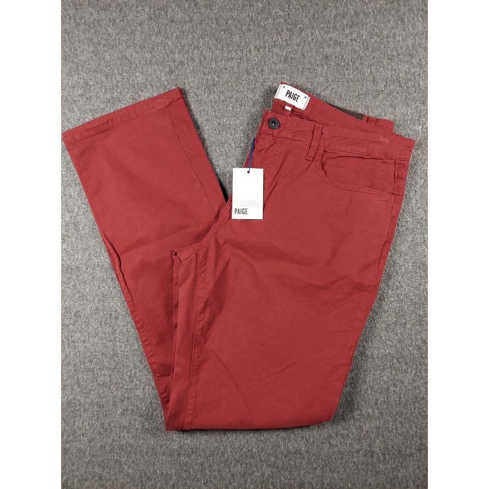 Paige Normandie Pants Mens 36 Pomegranate Straight Fit Jeans Stretch Casual NEW
